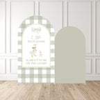 Set of 2 Arch Backdrop Covers Silly Goose Baby Shower Sage Green Gingham Birthday Party Gender Reveal Decoration (Goose,7.2FT & 6FT) - Image 2