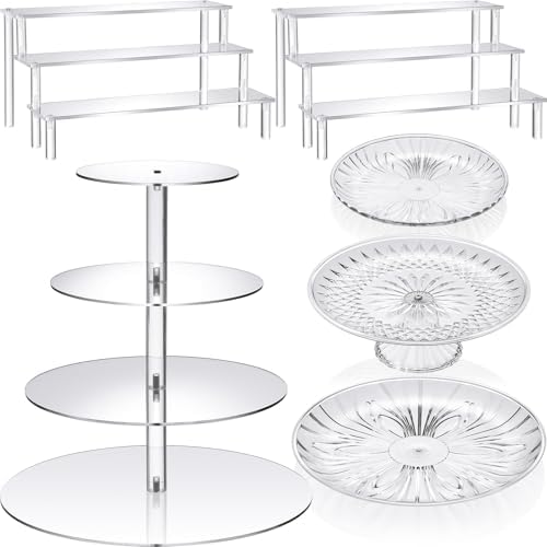 6 Pcs Acrylic Dessert Stand Set Tiered Tray Holder, Novel Style by RimCereal