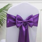 50 Pack Purple Chair Sashes, Gankar Satin Purple Chair Bows Ribbons for Wedding Folding Chairs Birthdy Party Decor, Satin Ties for Banquet Chairs by GANKAR