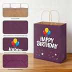 bagmad 100 Pack 8x4.75x10 Inch Plain Medium Paper Bags with Handles Bulk, Kraft Craft Gift Bags, Grocery Shopping Retail Birthday Party Favors Wedding Sacks (Purple) - Image 3