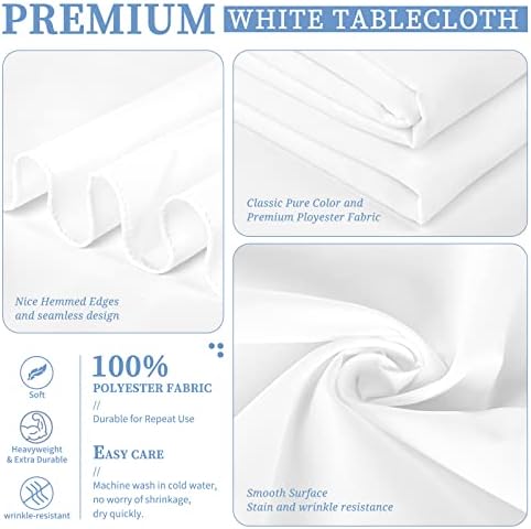 Showgeous 90x156 Inch White Rectangle Tablecloth 6 Pack Fit 8FT Table - Image 4