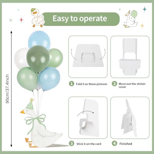 12 Sets One Silly Goose 1st Birthday Decoration Goose Balloon Stand Kit Baby Shower Centerpiece for Table with Blue and Green Balloon Gender Reveal Boy Girl Birthday Party Decor for Wedding Gift Favor - Image 4