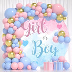 YongFoto Boy or Girl Gender Reveal Round Backdrop Cover 5ft Loving Heart Pink Blue Photography Background He or She Pregnancy Reveal Welcome New Baby on The Way Party Banner Photoshoot Props - Image 4