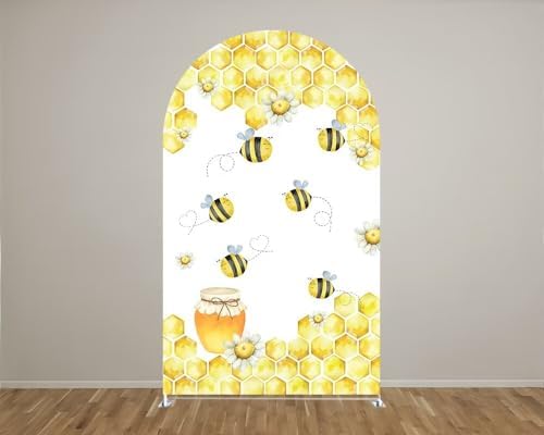 Honey Bee Arch Stretchy Covers for Birthday Party Decoration Honeycomb Honeypot Arched Stand Cover Baby Shower Favors Props(Only Cover) - Image 2