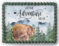 ADVENTURE BEGINS BABY SHOWER CAKE TOPPER, OH BOY BABY SHOWER, ADVENTURE BEGINS DECORATIONS, ADVENTURE BEGINS CAKE TOPPER, WOODLAND CAKE TOPPER (8.5'' X 10.75'' 1/4 SHEET) by Handmade