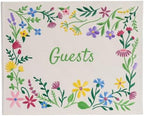 Embroidered Floral Guestbook for Wedding, Bridal Shower & Baby Shower, Linen Guest Sign-In Keepsake with Blank Ivory Pages, Lay-Flat Design & Ribbon Bookmark, 10.25” x 8.25” (Wildflower Garden) by ZosianaDesigns