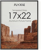 FLYJOE 17x22 Metal Picture Frame - Black Aluminum Picture Frames with Real Glass, Wall Mounting Horizontally or Vertically, Diploma, Certificates and Decor for Wall Gallery 22x17 Frame, Black by FLYJOE