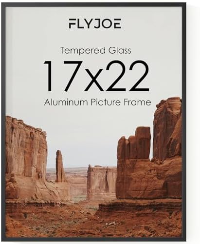 FLYJOE 17x22 Metal Picture Frame - Black Aluminum Picture Frames with Real Glass, Wall Mounting Horizontally or Vertically, Diploma, Certificates and Decor for Wall Gallery 22x17 Frame, Black by FLYJOE