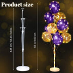 Wettarn 6 Set of Christmas Balloon Stand Kit for Floor with Balloons Light Strings Holder Centerpieces Balloon Column Kit Birthday Baby Shower Wedding Party(Gold Sequin, Purple) - Image 4
