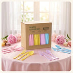 300Pcs Pastel Plastic Silverware Set, Full Size Disposable for Dinner - Image 2