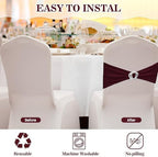 VitalCozy 50 Pcs Stretch Chair Sashes with Crown, Burgundy - Image 4