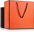 EUSOAR Orange Gift Bags, 50pcs 12.5"x4.5"x11" Paper Shopping Gift Bags with Cloth Handle, Gift Wrap Treat Thank You Bags Bulk for Wedding Party Favors Grocery Baby Shower Birthday by EUSOAR