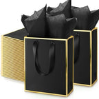 Yeaqee 50 Pcs Metallic Paepr Gift Bags Bulk with Handles,Black Gold by Yeaqee