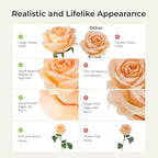 Auihiay 60PCS Artificial Roses, Champagne Roses, Velvet Silk Roses - Image 5