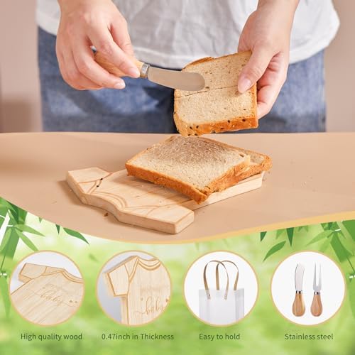 55Pcs Baby Shower Prizes for Game Winners 6 Sets Bodysuit Shaped Cheese Board Gift with Spoons Butter Spreaders Kitchen Towels Bridal Gift Bags Shower Party Favors for Guests (Bodysuit Shaped, 6 Sets) - Image 6