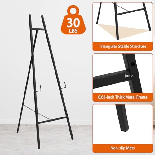 Heavy Duty Large Easel Stand for Mirror Display Wedding Sign(Black 47'') - Image 3
