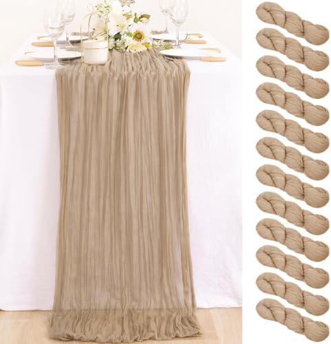 Nude Cheesecloth Table Runner Neutral Boho Fall Runner for Table, 12 Pack by MLMC