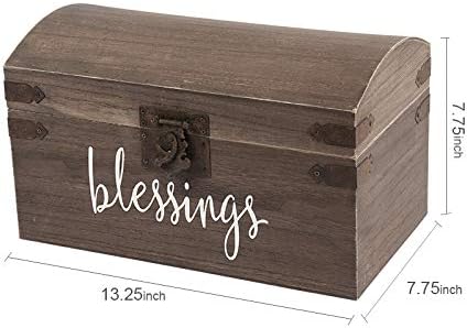 Hanna Roberts Card and Gift Fund Antique Brown Wood Box Chest for Weddings, Birthdays, Graduations, Baby and Bridal Showers, 13.3" x 7.5" x 7.8", Blessings - Image 6