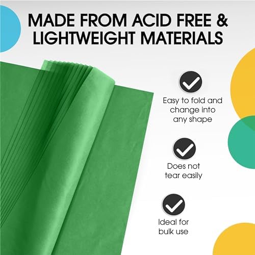 Party Solids Emerald Green Tissue Paper for Gift Bags 20" X 30" 480 Sheets - Image 3
