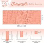24 Pack Coral Table Runner 10Ft Cheesecloth Table Runner Rustic Gauze Table Runners Romantic Long Sheer Fabric Cheese Cloth Table Runners for Wedding Party Bridal Baby Shower - Image 2