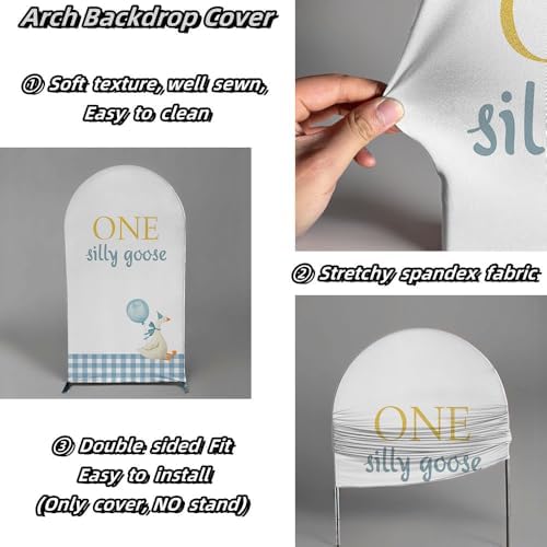 Arch Backdrop Cover for One Silly Goose Baby Shower Arch Stand Stretchy Cover First Goose Kids 1st Birthday Party Fiesta Decorations (7.2x4ft Cover,981) - Image 3