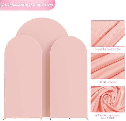 Wokceer Arch Backdrop Cover Pale Pink Arch Covers Stretchy 7.2FT,6.6FT,6FT - Image 5
