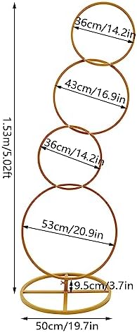 5.02Ft High Wedding Round Hoop Backdrop Stand, Detachable 4 Tier Gold Metal Wedding Arch for Photo Booth Background, Aisle Decor, Stage Display, Party, Birthday (US Stock) (Gold) - Image 3
