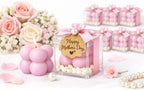 Terreux Mind & Body Mini Bubble Candles Wedding Favors, 30 Sets, 1.6", White, with Thank You Card and Ribbon, Bridal Baby Shower Gifts, Baptism Gift for Guests (Pink) - Image 3