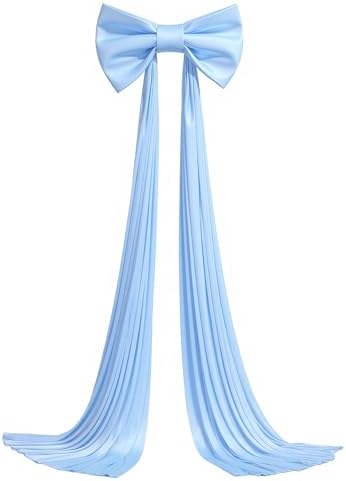 Large Blue Bow Decor, 24x16x79 Inches Big Silky Ribbon Bows for Room Wall Door Decorations Oversized Coquette Stain Bow Party Decorations for Birthday Bridal Baby Shower Wedding Photo Booth Backdrop - Image 7