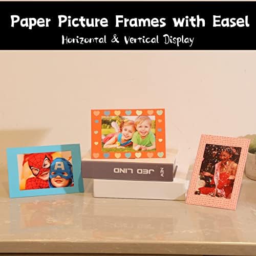 200 Pack Standing Paper Picture Frames 4x6,Cardboard Photo Frame with Easel,Paper Photo Frame Cards,Gallery Frames Bulk For Back to School Teacher Appreciation Wedding Birthday Classroom Craft DIY,Rainbow - Image 3