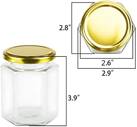 10 oz Hexagon Jars,Clear Glass Honey Jars With Lids(Golden),Small Mason Jars For Honey,Foods,Jams, Liquid,Herb Spice Canning Jars For Storage,Party Favor,20 Pack - Image 2