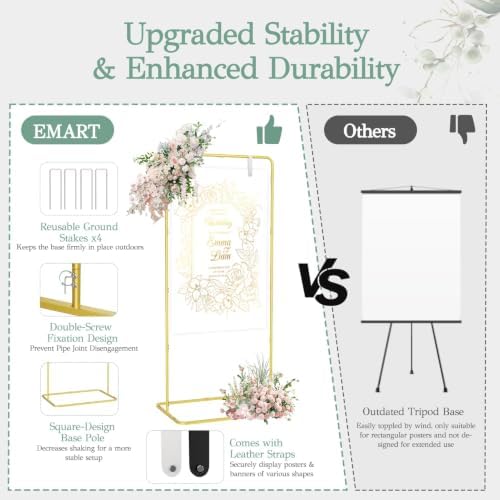 EMART Wedding Welcome Sign Stand 68'' Gold Adjustable Easel Display Stand - Image 6