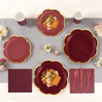 350Pcs Burgundy Paper Plates and Napkins Party Supplies for 50 Guests - Image 6
