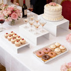 Food Display Stands, 4 PCS Acrylic Buffet Risers for Party Table, U-Shaped Tiered Acrylic Display Risers for Catering Dessert Drink Party Supply, Scalloped Serving Tray for Cupcake Fruit (Glossy White 4 PCS) - Image 2