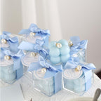 ACITHGL 30 Sets Fully Assembled Small Bubble Candle Party Favors for Guests Bulk Bridal Showers Favors Candles with Stylish Ribbons Thank You Cards Gifts (Blue) - Image 3