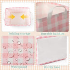 6 Pack Plaid Canvas Baskets Rectangular Storage Bins, Pastel - Image 6