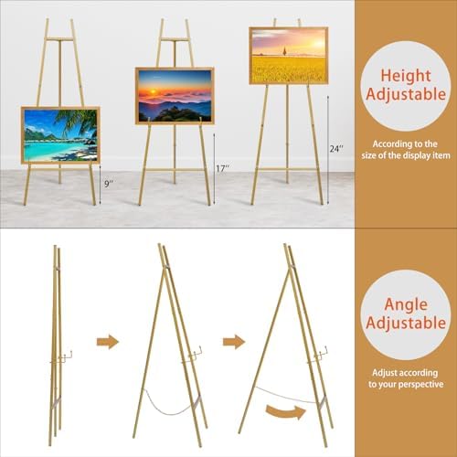 Heavy Duty Large Easel Stand for Mirror Display Wedding Sign(Gold 47'') - Image 2