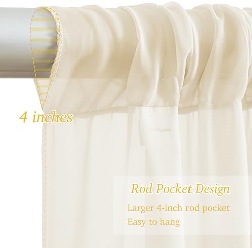 Shillance 20x10ft Ivory Chiffon Backdrop Curtain with Lights String for Wedding Sheer Tulle Curtain Photo Backdrops Drapes for Baby Shower Birthday Party Ceremony Decorations - Image 6