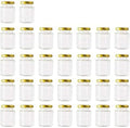 4 oz Clear Hexagon Jars,Small Glass Honey Jars With Lids(Golden),Mason Jars For Herb,Foods,Jams,Liquid, Spice Jars For Storage 30 Pack by Encheng