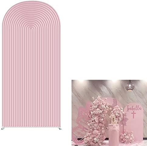 HUAYI Pink Ripples Pattern Arch Backdrop Cover for Birthday Party Wedding Baby Shower Decorations Chiara Backdrops Arched Wall Frame Stands Covers Props GP-456 3ft * 6ft by HUAYI