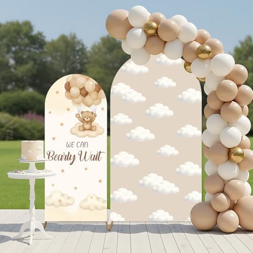 2PCS We Can Bearly Wait Arch Backdrop Cover Bear Baby Shower Backdrop - Image 3