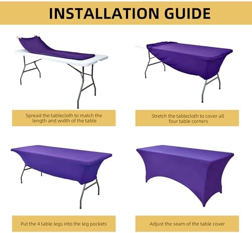 10-Pack 6ft Spandex Table Covers for Rectangle Standard Folding Tables - Wrinkle Resistant Stretch Tablecloths - Ultimate Fitted Table Protector for Parties, Banquet, Wedding - Image 5
