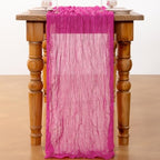 DeZerlor Hot Pink Cheesecloth Table Runners 4 Pack Summer Boho Runners - Image 4