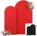 Black and Red Arch Backdrop Cover 7.2FT 6FT Wedding Arch Covers Stretchy Backdrop Set of 2 Spandex Fitted Double-Color Fabric Backdrops for Party Baby Shower Birthday Decoration by Tao-GePartyDecorations