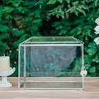 NCYP Small 10.2 x 5.9 x 7.9 Inches Silver Glass Cards Box with Slot and Lock for Micro Wedding, Birthday Party - Geometric Card Holder, Home Decorative, Slot Length 6.3'' (Glass Box Only) - Image 4