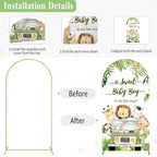 6.6ft Safari Baby Shower Arch Backdrop Cover,Jungle Cartoon Animals Palm Leaves A Sweet Baby Boy is On His Way Arch Covers Backdrop for Boys Baby Shower Party Banquet Decorations - Image 6