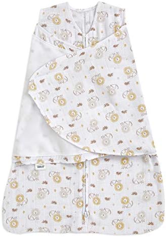 HALO 100% Cotton Sleepsack Swaddle, 3-Way Adjustable Wearable Blanket, TOG 1.5, Lions, Small, 3-6 Months by HALO