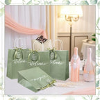 Queekay 36 Pcs Large Welcome Paper Gift Bags with Handle 10.6 x 8.3 x 4 Inches with 36 Tags Wedding Church Party Favor Bridal Gift Bags for Guest Birthday Baby Shower(Classic,Sage Green) - Image 5