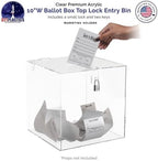 Marketing Holders 2 Pack 10 Inch Locking Ballot Box Clear Acrylic Square Cube Top Locking See Through Countertop Contests Entry or Donation Collection Bin - Image 4