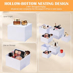 8 Pcs White Buffet Risers with Mini Signs, Nesting HIPS Food Display Stands - Image 5